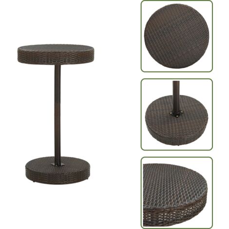 The Living Store Mesa de jardín de ratán sintético marrón 60,5x106 cm - Ratán sintético