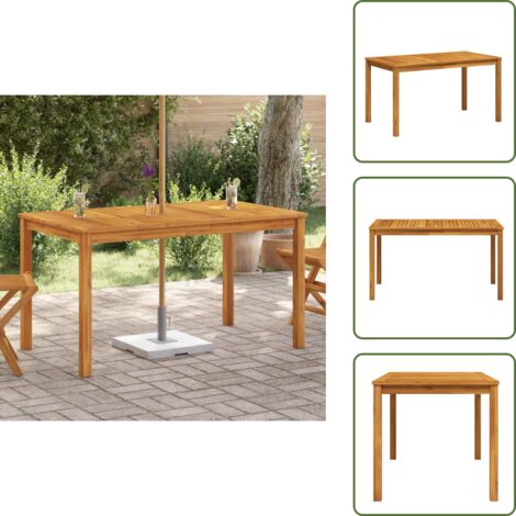 The Living Store Mesa de jardín madera maciza de acacia 140x80x74 cm - Mesa de exterior