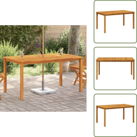 The Living Store Mesa de jardín madera maciza de acacia 150x90x74 cm - Mesa de comedor exterior