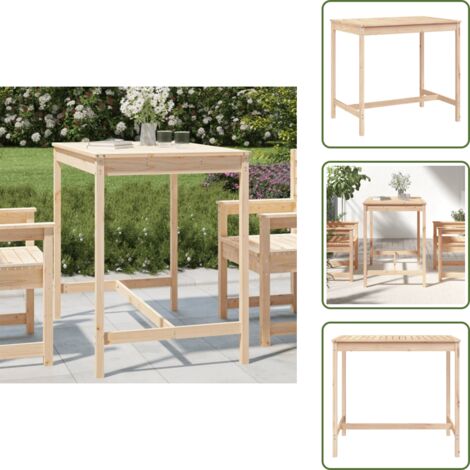The Living Store Mesa de jardín madera maciza de pino 121x82,5x110 cm - Mesa de exterior