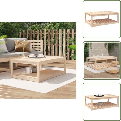 The Living Store Mesa de jardín madera maciza pino 121x82,5x45 cm - Mesa de exterior