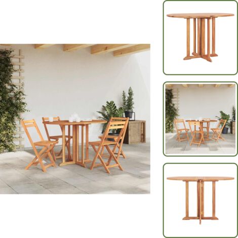 The Living Store Mesa de jardín plegable Butterfly madera de teca 120x70x75 cm - Mesa de comedor
