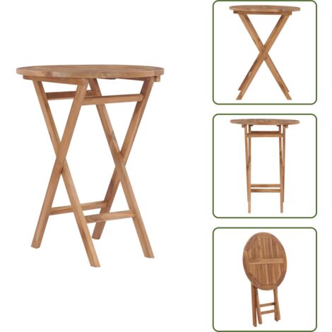 The Living Store Mesa de jardín plegable madera maciza de teca 60 cm - Mesa de exterior