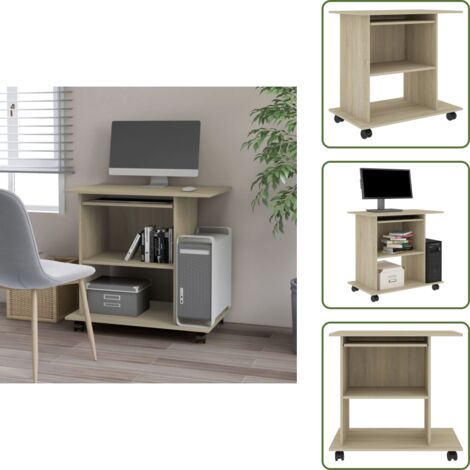The Living Store Mesa de ordenador madera contrachapada color roble 80x50x75 cm - Escritorio de oficina