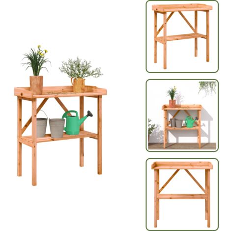 The Living Store Mesa para plantas con estante madera abeto marrón 78x38x82,5 cm - Estante para macetas