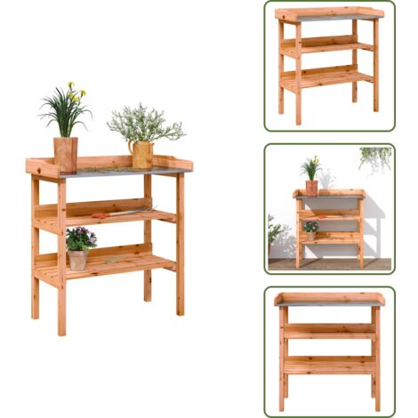 The Living Store Mesa para plantas con estantes madera abeto marrón 78x38x82,5cm - Estantes para macetas