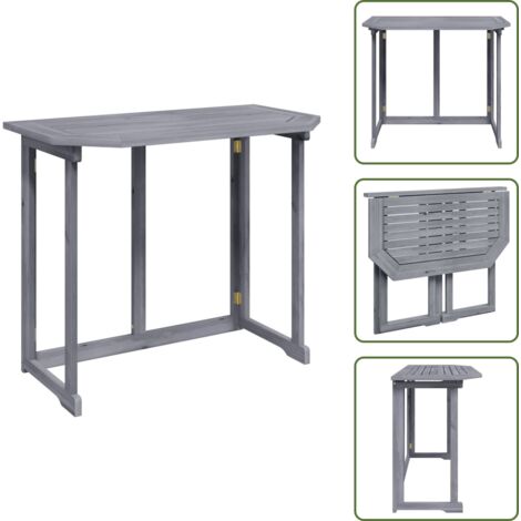 The Living Store Mesa plegable de balcón madera de acacia maciza 90x50x74 cm - Mesa de exterior