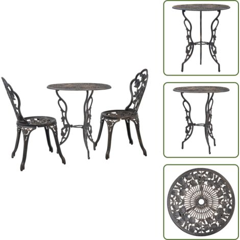 The Living Store Mesa y sillas bistró de jardín 3 piezas aluminio fundido - Mesa bistró