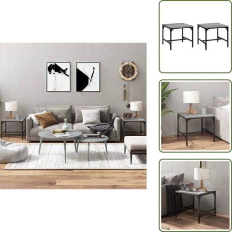 The Living Store Mesas auxiliares 2 uds contrachapada gris Sonoma 40x40x35 cm - Mesas de centro
