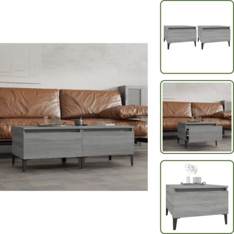 The Living Store Mesas auxiliares 2 uds contrachapada gris Sonoma 50x46x35 cm - Mesa de centro