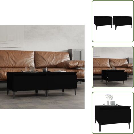 The Living Store Mesas auxiliares 2 uds madera contrachapada negro 50x46x35 cm - Mesa de centro