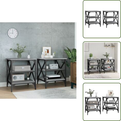 The Living Store Mesas auxiliares 2 uds madera gris Sonoma 40x42x50 cm - Mesa de centro