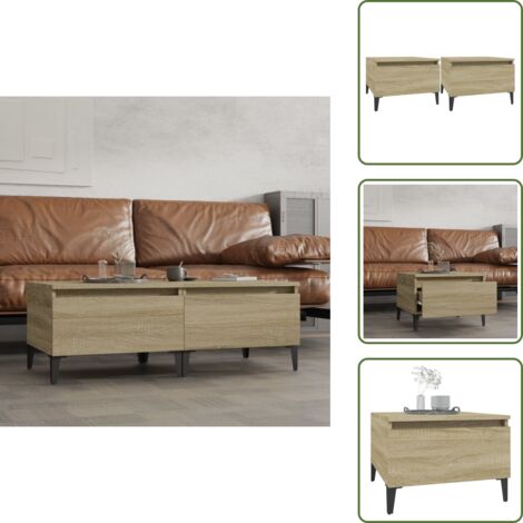 The Living Store Mesas auxiliares 2 uds madera roble Sonoma 50x46x35 cm - Mesa de centro