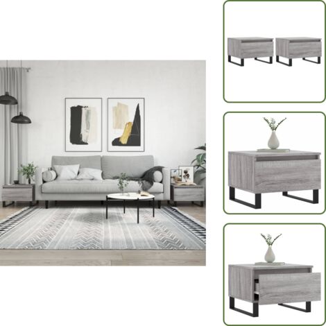 The Living Store Mesas de centro 2 uds madera ingeniería gris Sonoma 50x46x35 cm - Mesa de centro gris