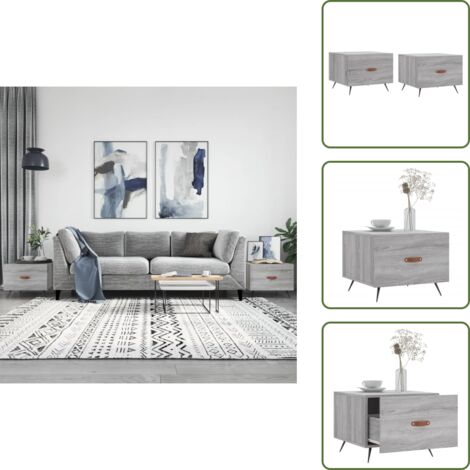 The Living Store Mesas de centro 2 uds madera ingeniería gris Sonoma 50x50x40 cm - Madera de ingeniería