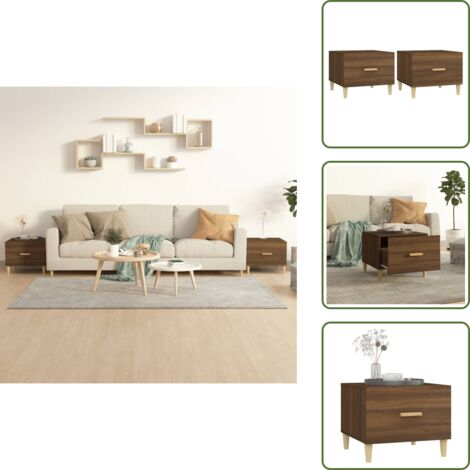 The Living Store Mesas de centro 2 uds madera ingeniería marrón roble 50x50x40cm - Madera contrachapada