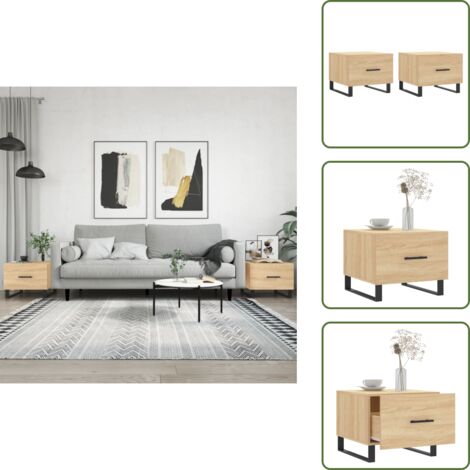 The Living Store Mesas de centro 2 uds madera ingeniería roble Sonoma 50x50x40cm - Madera de ingeniería