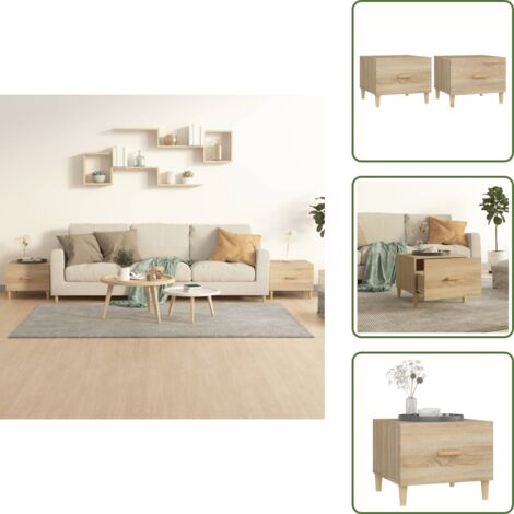 The Living Store Mesas de centro 2 uds madera ingeniería roble Sonoma 50x50x40cm - Mesa de centro de madera