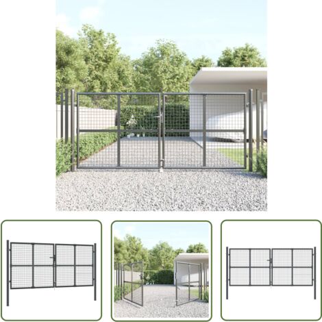 The Living Store Mesh-Gartentor Anthrazit 300x175 cm Verzinkter Stahl - Gartentor - Zaun - Metalltür - Stahltür - Anthrazit