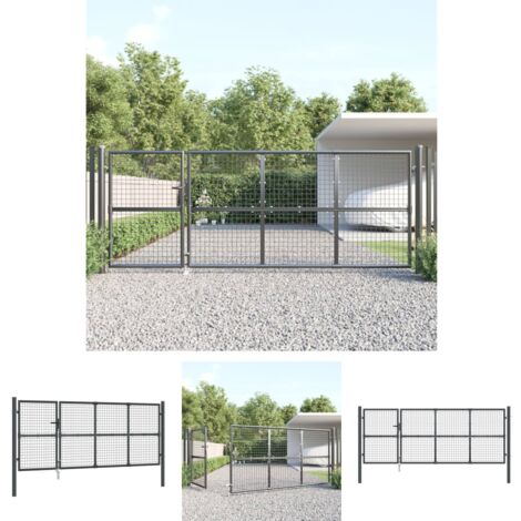 The Living Store -  Mesh-Gartentor Anthrazit 350x175 cm Verzinkter Stahl