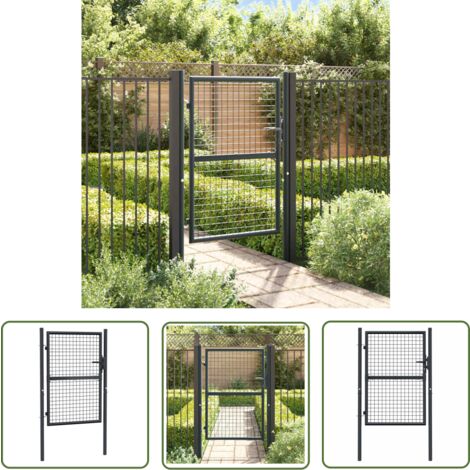 The Living Store Mesh-Gartentor Verzinkter Stahl 100 x 175 cm Grau - Gartentor - Zaun - Metalltor - Stahltür - Hoftor