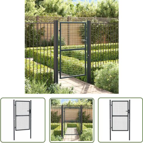 The Living Store Mesh-Gartentor Verzinkter Stahl 100 x 200 cm Grau - Gartentor - Zaun - Metalltor - Stahltür - Einfahrtstor
