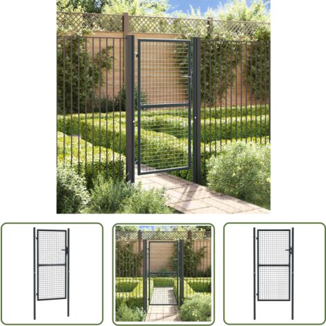 The Living Store Mesh-Gartentor Verzinkter Stahl 100 x 225 cm Grau - Gartentor - Zaun - Metalltor - Stahltür - Einfahrtstor