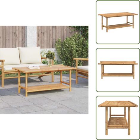 The Living Store Mesita de centro de bambú 110x55x45 cm - Mesa de exterior