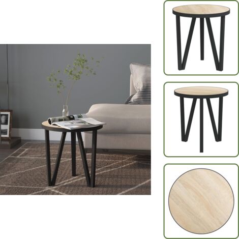 The Living Store Mesita de centro MDF color roble Sonoma Ø35 cm - Mesa auxiliar