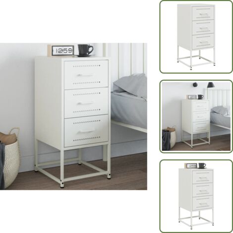The Living Store Mesita de noche acero blanco 36x39x78 cm - Acero