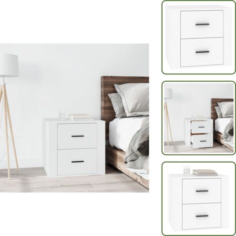 The Living Store Mesita de noche blanca 50x39x47 cm - Mesita de noche moderna