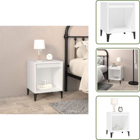 The Living Store Mesita de noche color blanco 40x35x50 cm - Mesita de noche blanca