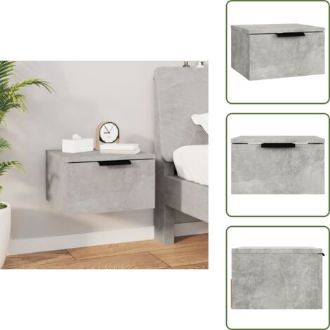The Living Store Mesita de noche de pared color gris hormigón 34x30x20 cm - Mesita de pared