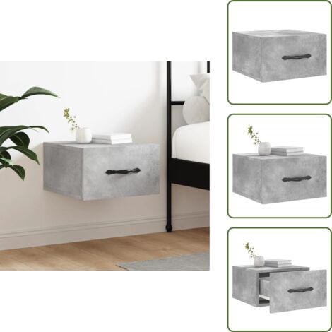 The Living Store Mesita de noche de pared color gris hormigón 35x35x20 cm - Mesita de pared