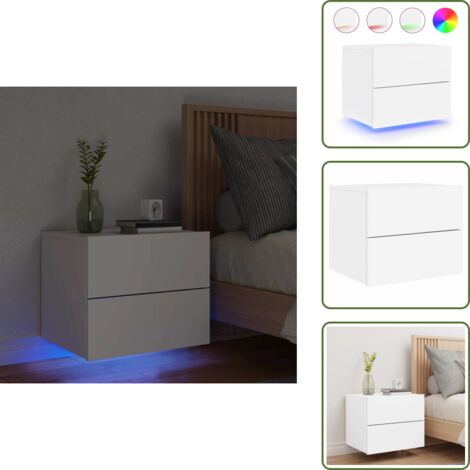 The Living Store Mesita de noche de pared con luces LED blanco - Luz led