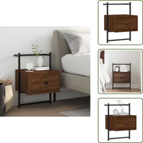 The Living Store Mesita de noche de pared marrón roble 35x30x51 cm - Mesita de pared