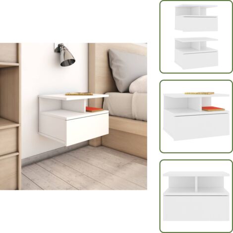 The Living Store Mesita de noche flotantes 2 uds madera contrachapada 40x31x27cm - Mesita de noche flotante
