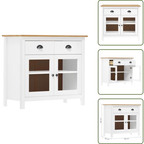 The Living Store Mesita de noche Hill madera maciza de pino blanco 90x40x80 cm - Armario auxiliar