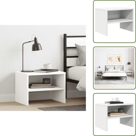 The Living Store Mesita de noche madera contrachapada blanco 40x30x30 cm - Madera contrachapada