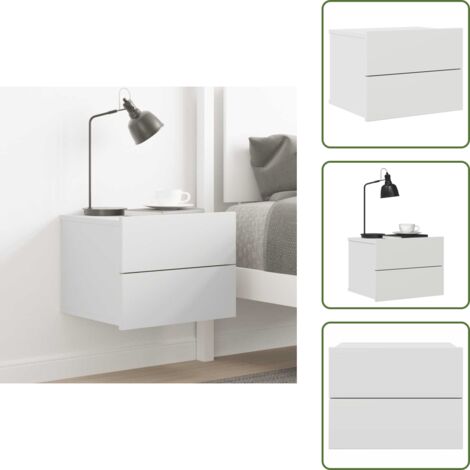 The Living Store Mesita de noche madera contrachapada blanco 40x30x30 cm - Mesita de noche de madera