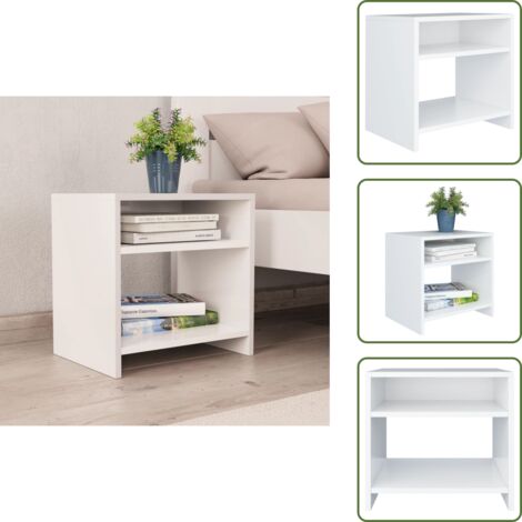 The Living Store Mesita de noche madera contrachapada blanco 40x30x40 cm - Madera contrachapada