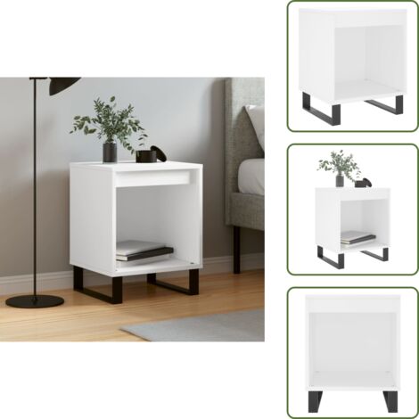 The Living Store Mesita de noche madera contrachapada blanco 40x35x50 cm - Madera contrachapada