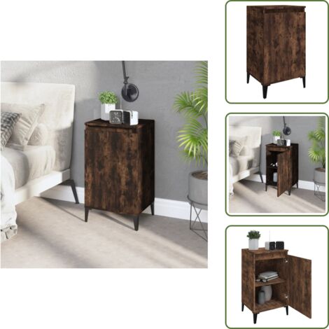 The Living Store Mesita de noche madera contrachapada roble ahumado 40x35x70 cm - Mesita auxiliar