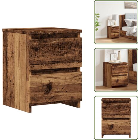 The Living Store Mesita de noche madera de ingeniería envejecida 30x30x40 cm - Madera de ingeniería