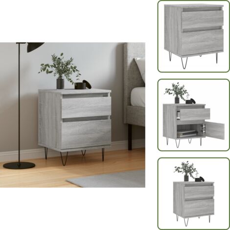 The Living Store Mesita de noche madera de ingeniería gris Sonoma 40x35x50 cm - Madera de ingeniería