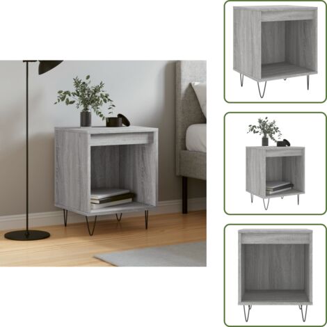 The Living Store Mesita de noche madera de ingeniería gris Sonoma 40x35x50 cm - Madera de ingeniería