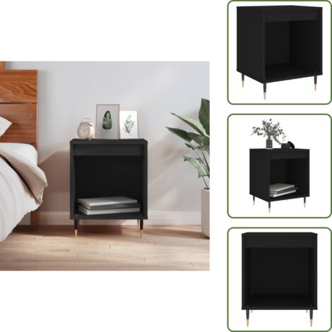 The Living Store Mesita de noche madera de ingeniería negro 40x35x50 cm - Madera de ingeniería