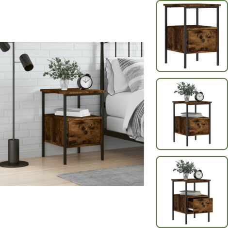 The Living Store Mesita de noche madera de ingeniería roble ahumado 34x36x50 cm - Mesita auxiliar