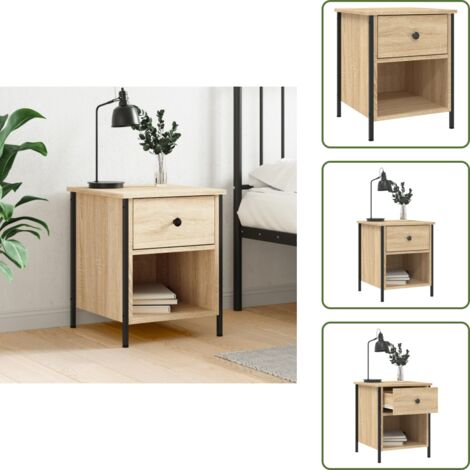 The Living Store Mesita de noche madera de ingeniería roble Sonoma 40x42x50 cm - Mesita auxiliar