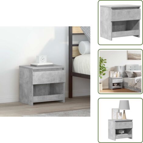 The Living Store Mesita de noche madera ingeniería gris hormigón 40x30x39 cm - Mesita de noche gris hormigón